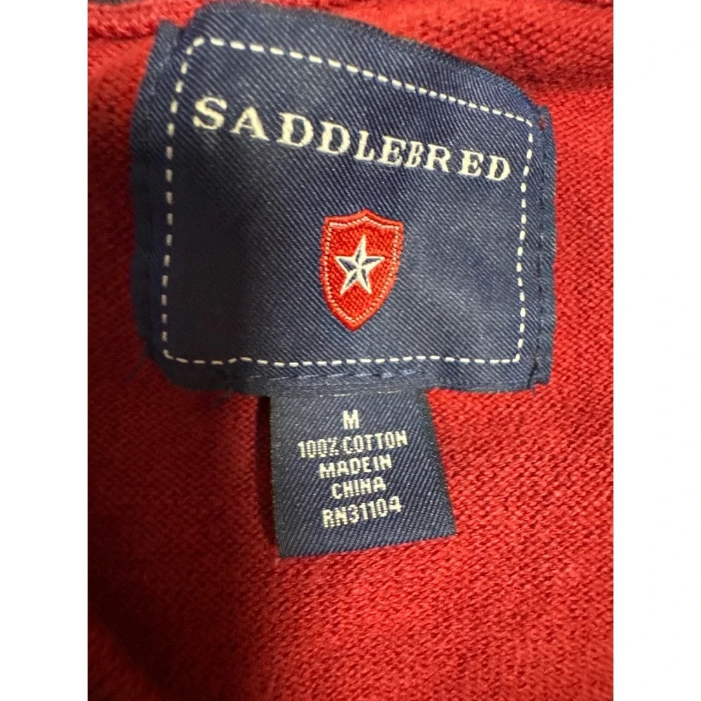 Saddlebred Mens V Neck Argyle Sweater Burgundy Size Medium 100 Cotton